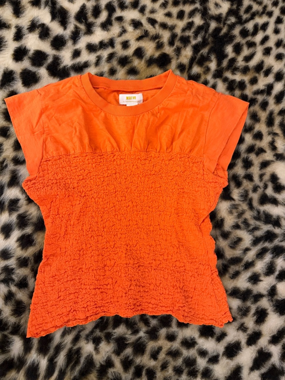 Maeve Vibrant Orange Smocked Sleeve Top